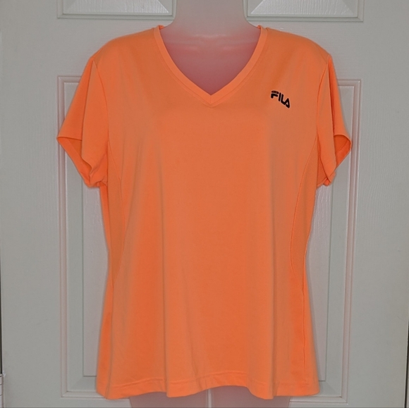 Fila Tops - FILA Sport T-Shirt V-neck Orange Stretchy Women's Size XL‎